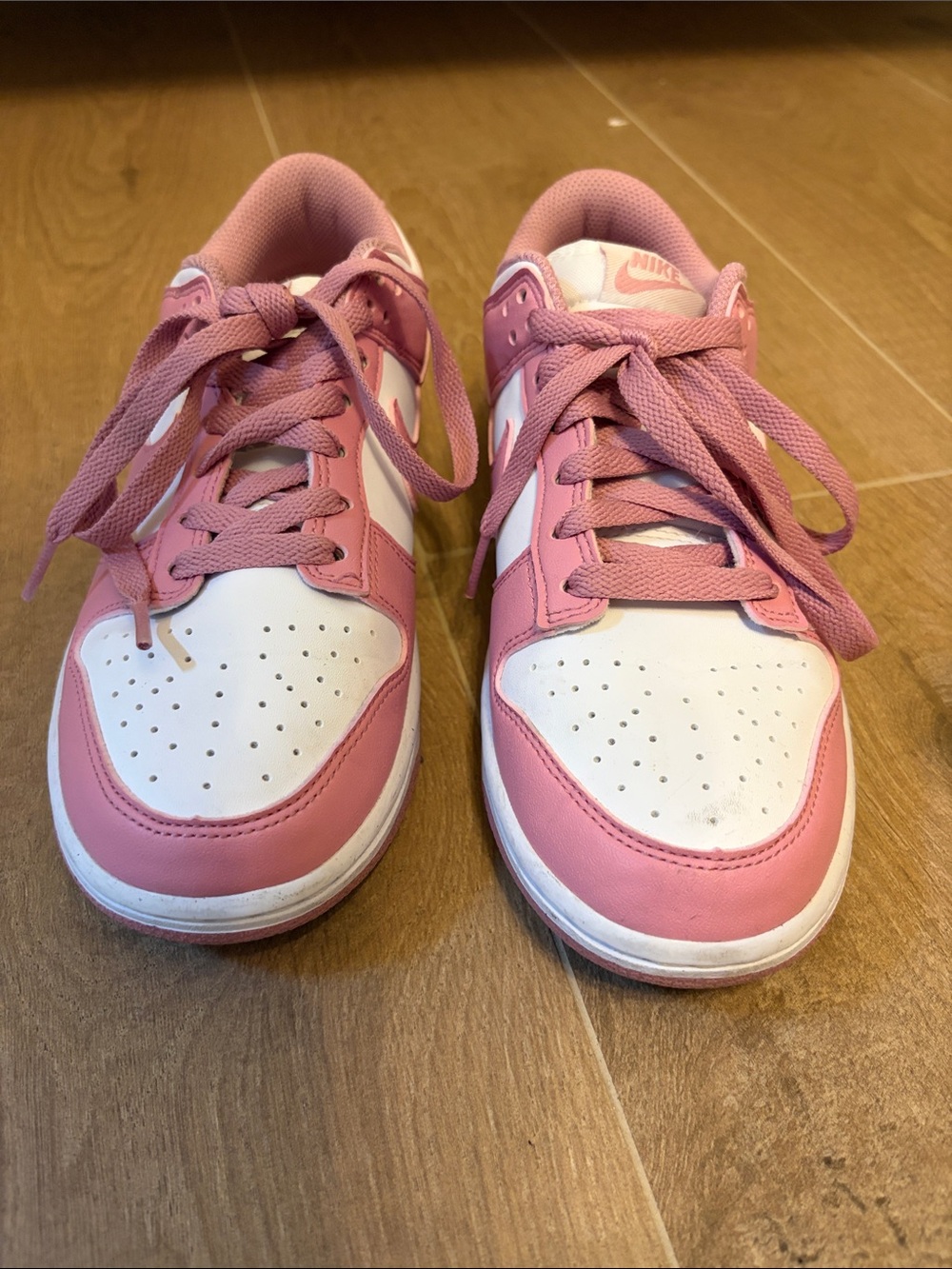Nike Pink and White Low-Top Sneakers